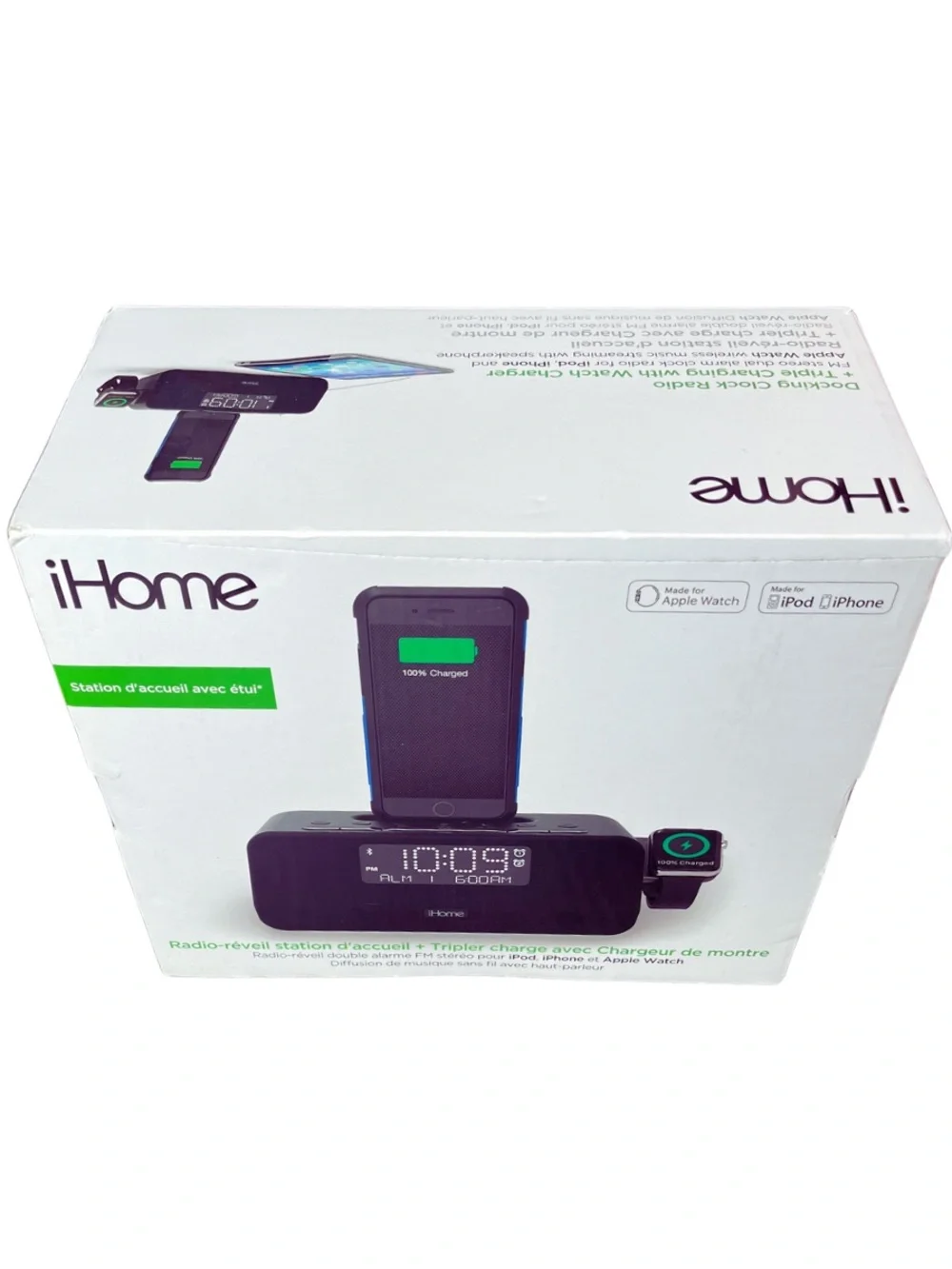 iHome Alarm Clock, Radio, Watch Charger Docking Station